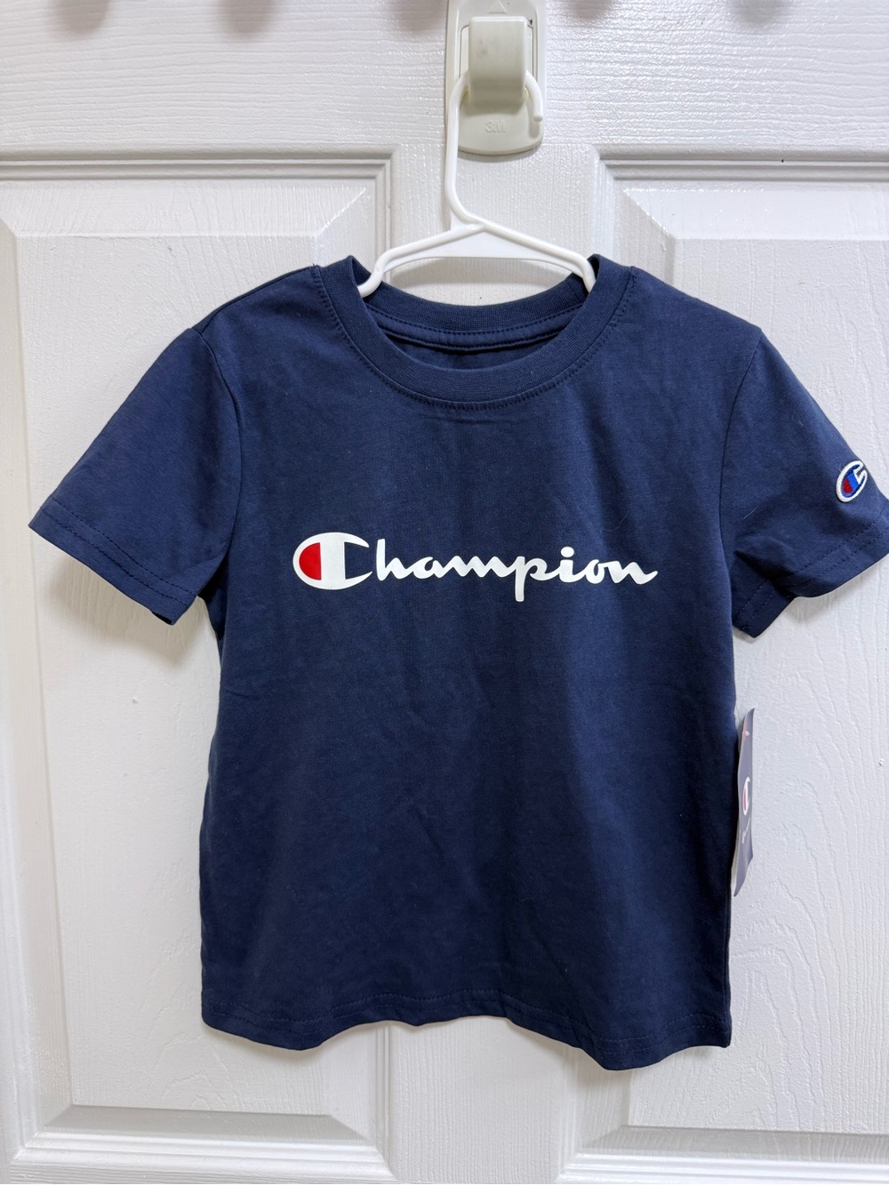 NWT Champion Kids Navy Logo Tee, Size 5